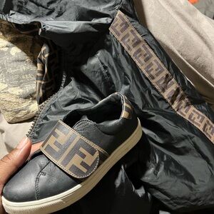 Fendi Black and Brown Kids Sneakers